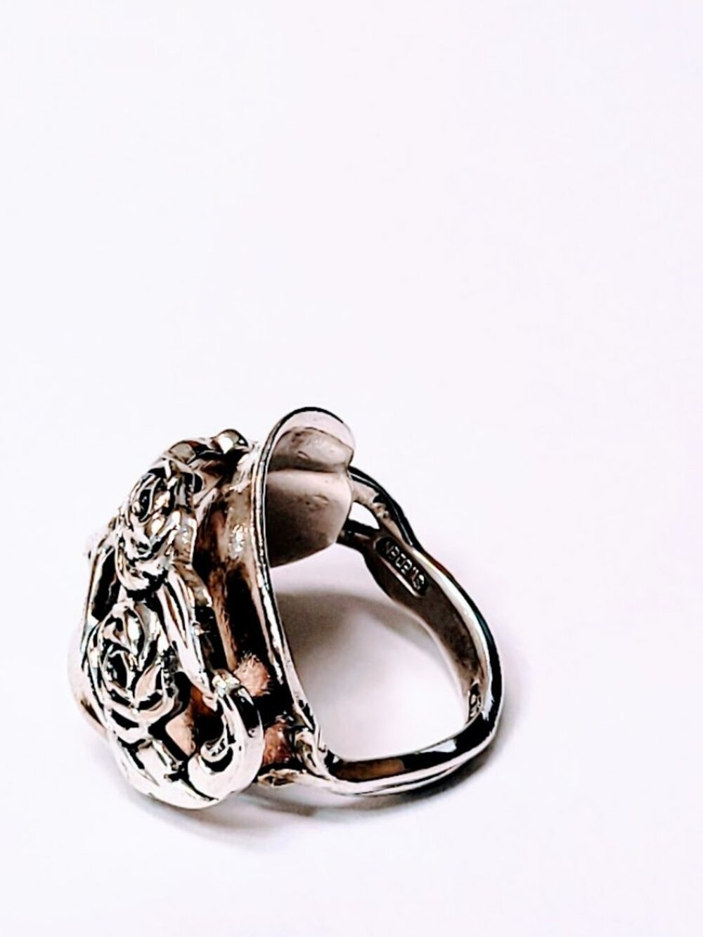 STERLING ROSE TEASPOON RING